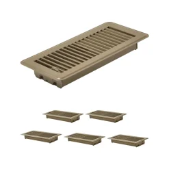 VEVOR 4 x 10 Inch Floor Registers, 6-Pack Vent Grilles, HVAC Heavy-Duty Walkable Iron Floor Vents, Easily Adjustable Rust-Proof Air Vents Deflector with Metal Damper, Ideal for Home & Office, Brown