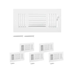 VEVOR 4 x 10 Inch Floor Registers, 2-Pack Vent Grilles, HVAC Heavy-Duty Walkable Iron Floor Vents, Easily Adjustable Rust-Proof Air Vents Deflector with Metal Damper, for Home & Office, Nickel-Plated