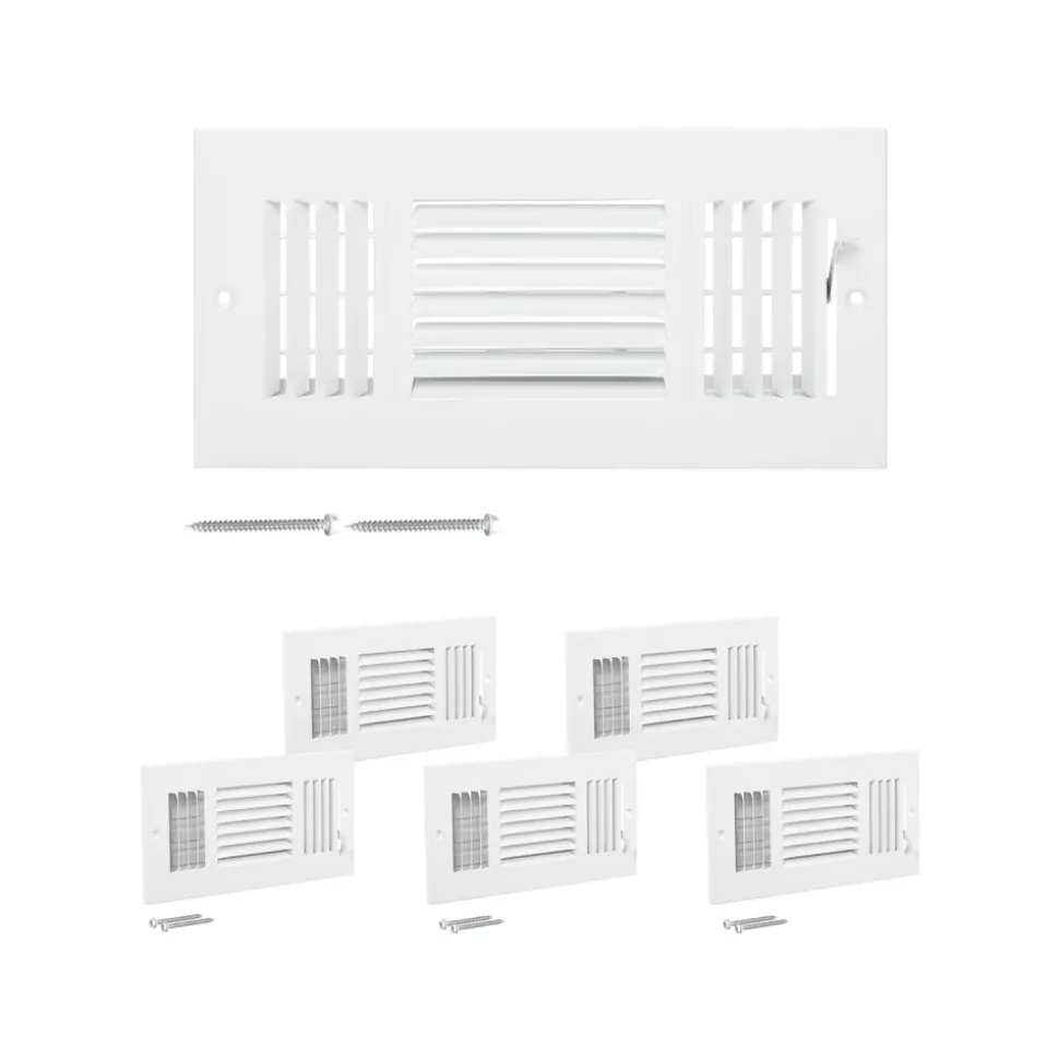 VEVOR 4 x 10 Inch Floor Registers, 2-Pack Vent Grilles, HVAC Heavy-Duty Walkable Iron Floor Vents, Easily Adjustable Rust-Proof Air Vents Deflector with Metal Damper, for Home & Office, Nickel-Plated