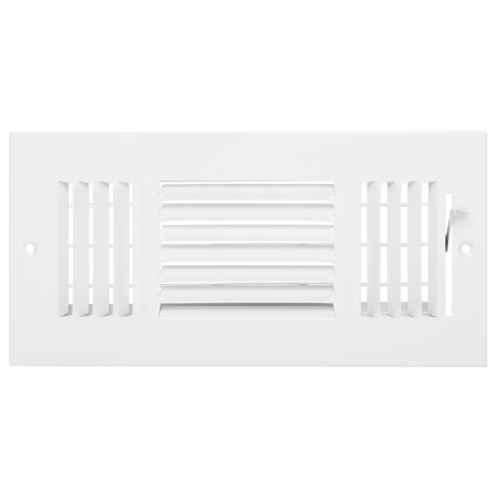 VEVOR 4 x 10 Inch Floor Registers, 2-Pack Vent Grilles, HVAC Heavy-Duty Walkable Iron Floor Vents, Easily Adjustable Rust-Proof Air Vents Deflector with Metal Damper, for Home & Office, Nickel-Plated