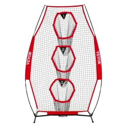 VEVOR 8 x 4 inch Football Trainer Throwing Net, Training Throwing Target Practice Net with 5 Target Pockets, Knotless Net Includes Straps and Portable Carry Case, Improve QB Throwing Accuracy, Red