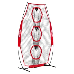 VEVOR 8 x 4 inch Football Trainer Throwing Net, Training Throwing Target Practice Net with 5 Target Pockets, Knotless Net Includes Straps and Portable Carry Case, Improve QB Throwing Accuracy, Red