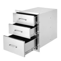 VEVOR 18x23 Inch Outdoor Kitchen Stainless Steel Triple Access BBQ Drawers with Chrome Handle, 18 x23 x 23 Inch
