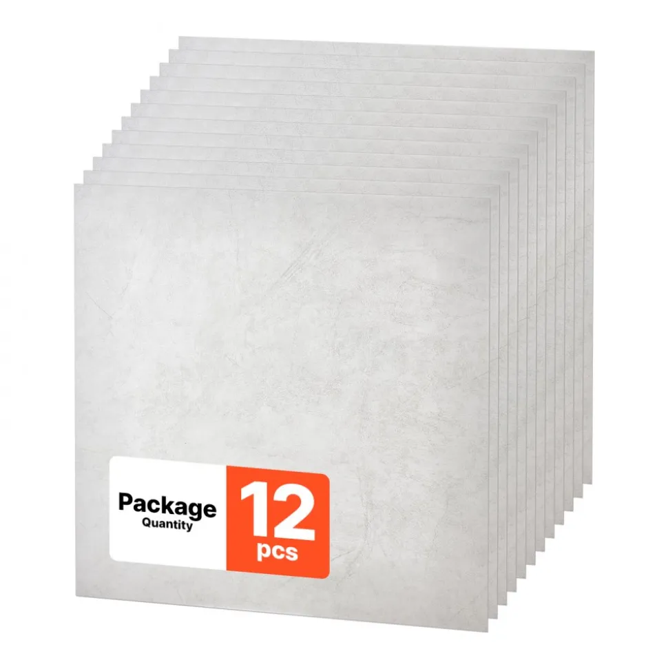 VEVOR 24 x 24 in PVC Ceiling Tiles 12-Pack White 3D Geometric Panels, Smooth PVC Sheet for Drop Grid, Impact-Resistant, Paintable Surface, Easy Cut, Modern Decorative Style for Home, Office