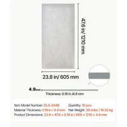 VEVOR 24 x 48 in PVC Ceiling Tiles 10-Pack Drop Ceiling Panels White Marble, PVC Foam Board, Grid Fit, Water-Resistant, Flexible Cut, Easy to Clean, Modern Decorative Finish for Home, Office Areas