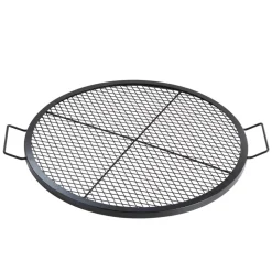 VEVOR X-Marks Fire Pit Grill Grate, Round Cooking Grate, Heavy Duty Steel Campfire BBQ Grill Grid with Handle and Support X Wire, Portable Camping Cookware for Outside Party & Gathering, 30 Inch Black