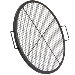 VEVOR X-Marks Fire Pit Grill Grate, Round Cooking Grate, Heavy Duty Steel Campfire BBQ Grill Grid with Handle and Support X Wire, Portable Camping Cookware for Outside Party & Gathering, 30 Inch Black