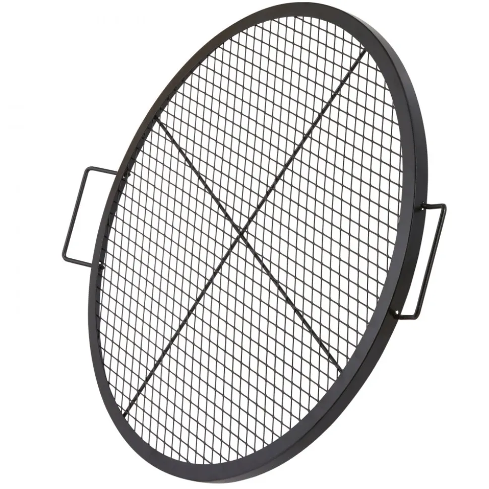 VEVOR X-Marks Fire Pit Grill Grate, Round Cooking Grate, Heavy Duty Steel Campfire BBQ Grill Grid with Handle and Support X Wire, Portable Camping Cookware for Outside Party & Gathering, 30 Inch Black