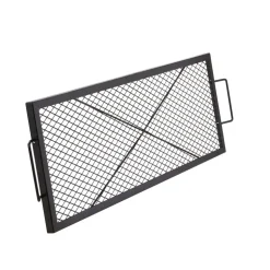 VEVOR X-Marks Fire Pit Grill Grate, Rectangle Cooking Grate, Heavy Duty Steel Campfire BBQ Grill Grid with Handle & Support X Wire, Portable Camping Cookware for Outside Party Gathering, 44 Inch Black