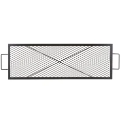 VEVOR X-Marks Fire Pit Grill Grate, Rectangle Cooking Grate, Heavy Duty Steel Campfire BBQ Grill Grid with Handle & Support X Wire, Portable Camping Cookware for Outside Party Gathering, 32 Inch Black