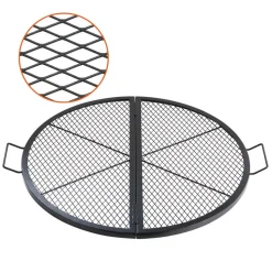 VEVOR X-Marks Fire Pit Grill Grate, Foldable Round Cooking Grate, Heavy Duty Steel Campfire BBQ Grill Grid with Handle and Support X Wire, Portable Camping Cookware for Outside Party, 36 Inch Black