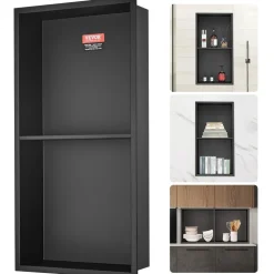 VEVOR 13"x25" No Tile Shower Niche 304 Stainless Steel, Wall-Inserted Niche Recessed Double Shelves, Sealed Waterproof Rust-Resistant Easy Cleaning Modern Niche for Shower or Soap Storage Bathroom