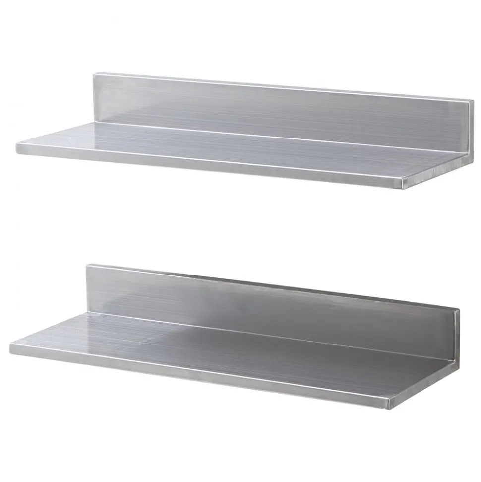 VEVOR 8.6" x 24" -2 Pack Stainless Steel Shelf, Wall Mounted Floating Shelving with Backsplash, 44 lbs Load Capacity Commercial Shelves, Heavy Duty Storage Rack for Restaurant, Kitchen, Bar, Home, and Hotel