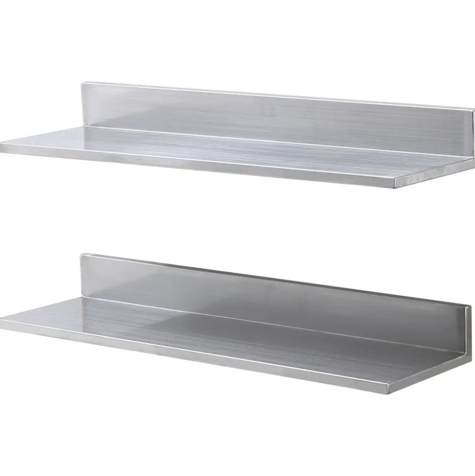 VEVOR 8.6" x 30" -2 Pack Stainless Steel Shelf, Wall Mounted Floating Shelving with Backsplash, 44 lbs Load Capacity Commercial Shelves, Heavy Duty Storage Rack for Restaurant, Kitchen, Bar, Home, and Hotel