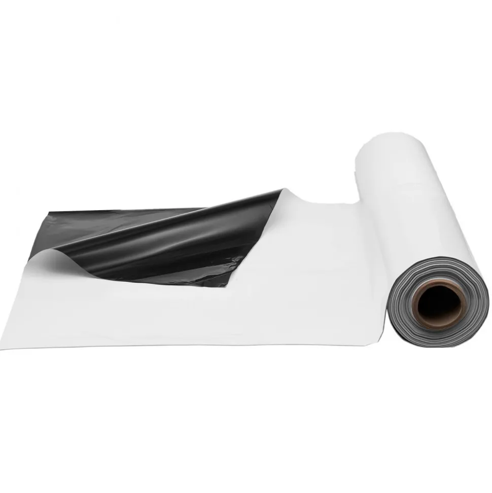 VEVOR 10' x 100' Plastic Sheeting Heavy Duty, 6 Mil Thick Plastic Sheeting Roll, Plastic Drop Cloth Painters Tarp Covering for Crawl Space Vapor Barrier, Black and White Double-Sided, Multi-Purpose