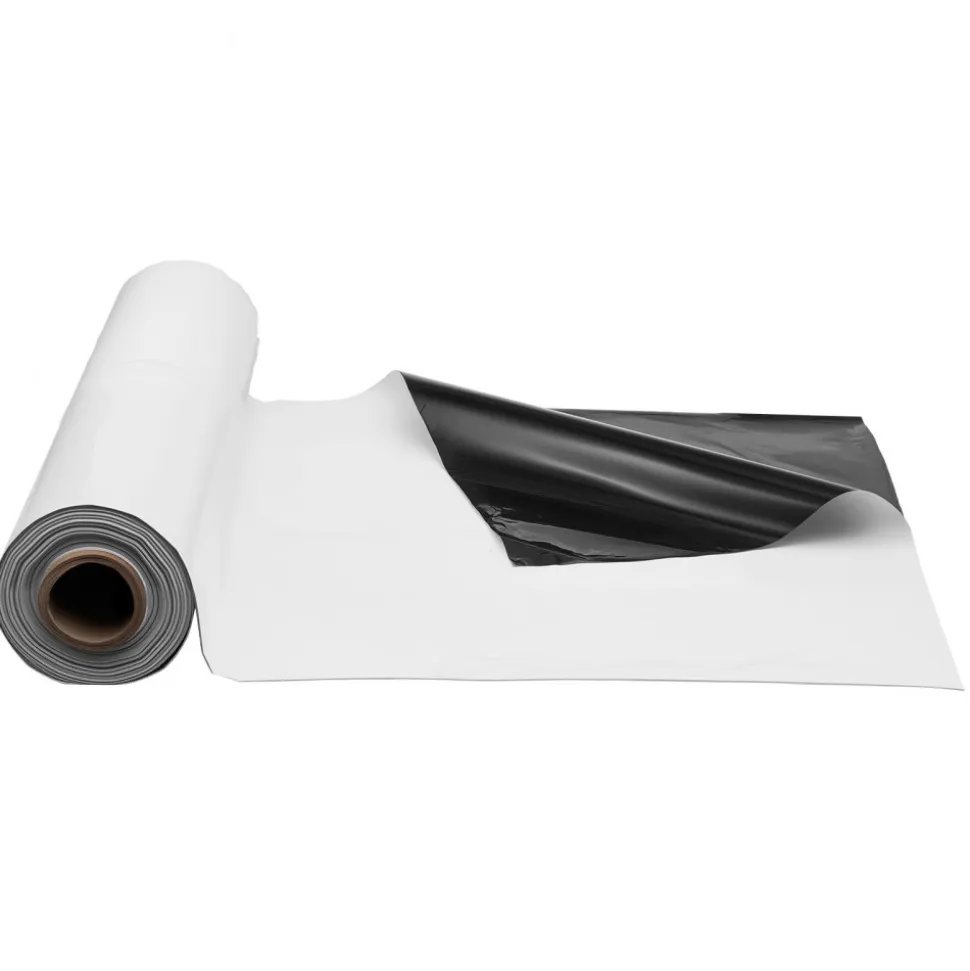 VEVOR 10' x 100' Plastic Sheeting Heavy Duty, 6 Mil Thick Plastic Sheeting Roll, Plastic Drop Cloth Painters Tarp Covering for Crawl Space Vapor Barrier, Black and White Double-Sided, Multi-Purpose