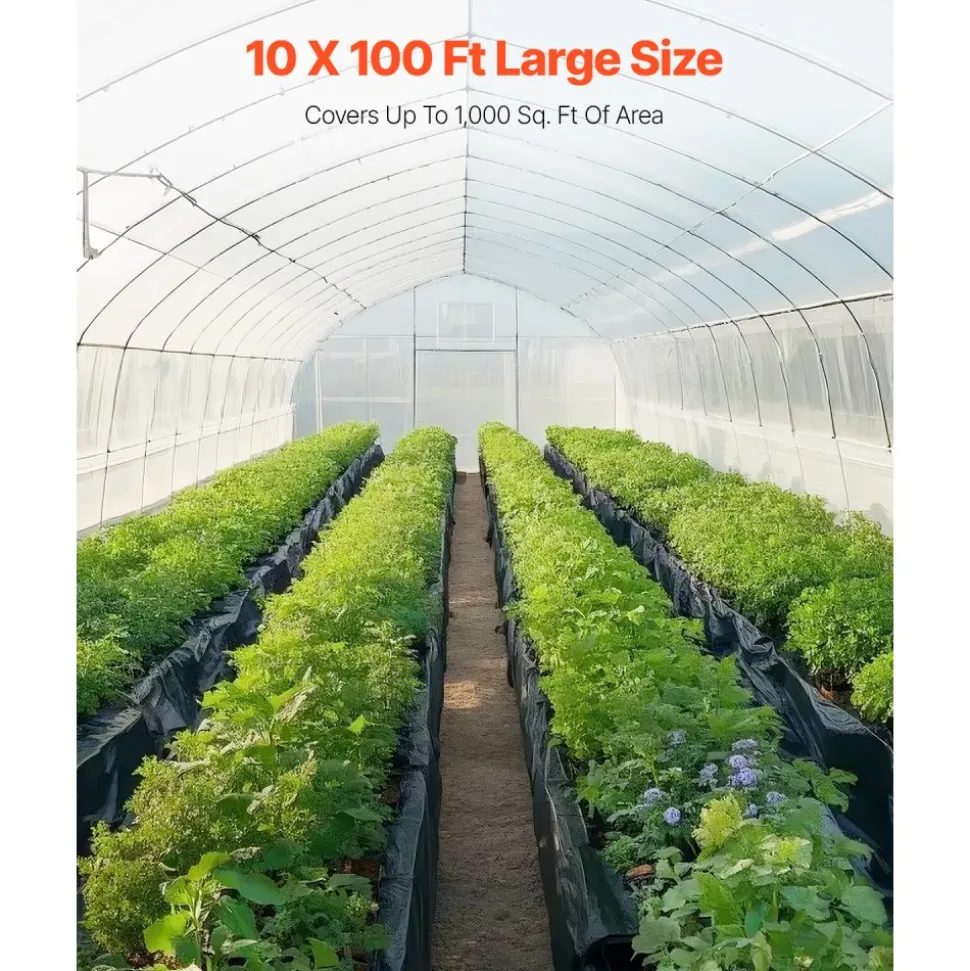 VEVOR 10' x 100' Plastic Sheeting Heavy Duty, 6 Mil Thick Plastic Sheeting Roll, Plastic Drop Cloth Painters Tarp Covering for Crawl Space Vapor Barrier, Black and White Double-Sided, Multi-Purpose