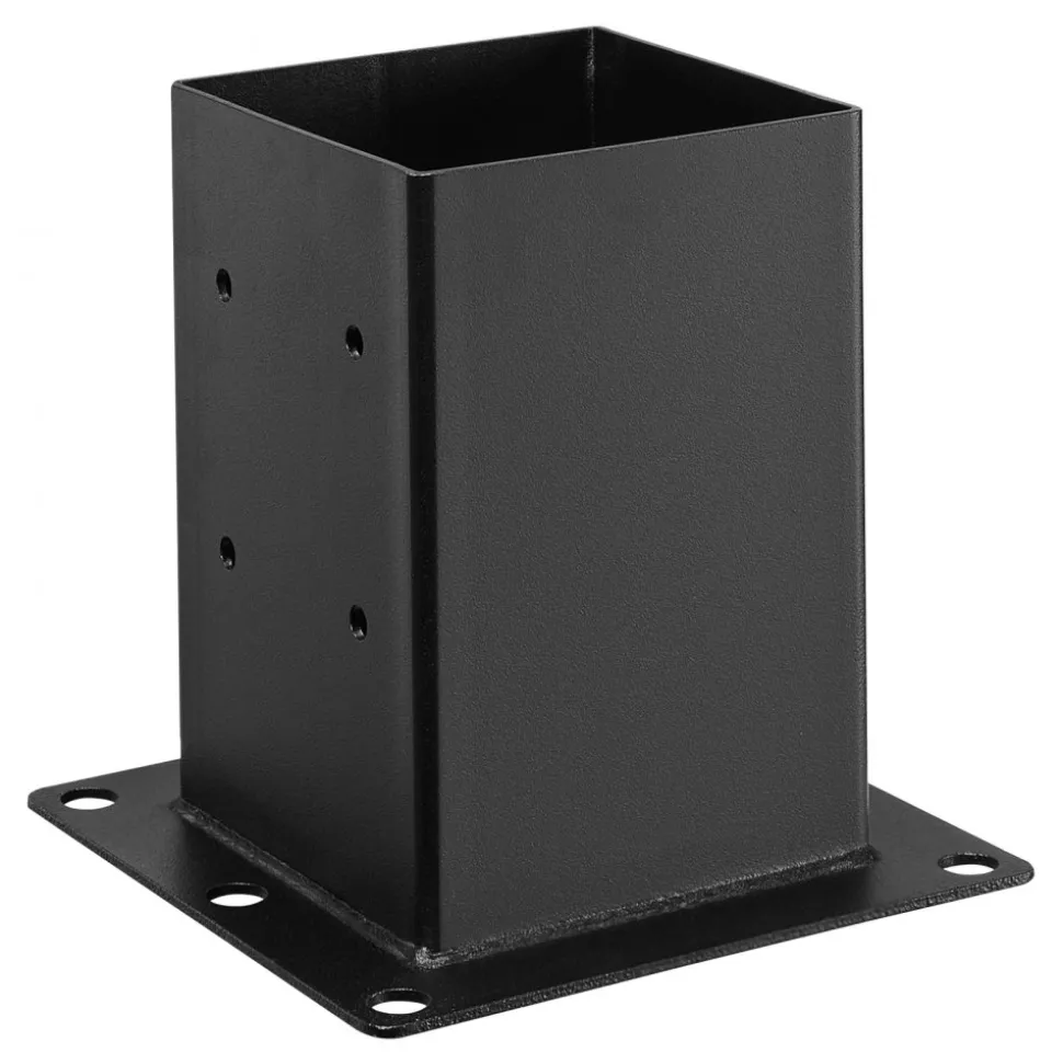 VEVOR 6x6 Post Base 4 Pcs, Inner Size 5.6x5.6 inch / 142x142 mm Post Brackets, Heavy Duty Carbon Steel Decking Posts, Wood Posts Brackets for Pavilion Deck Railing Support Deck Base Plate, Black