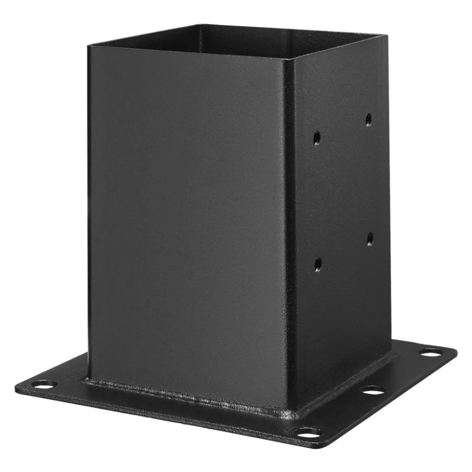 VEVOR 6x6 Post Base 4 Pcs, Inner Size 5.6x5.6 inch / 142x142 mm Post Brackets, Heavy Duty Carbon Steel Decking Posts, Wood Posts Brackets for Pavilion Deck Railing Support Deck Base Plate, Black