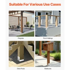 VEVOR 4x4 Post Base 10 Pcs, Inner Size 3.53x3.56inch/89.6x90.5mm Concrete Post Anchor, Heavy-Duty Zinc-Plated Carbon Steel Posts Brackets with 1 Inch Standoff Elevation, for Concrete Pergolas Patios