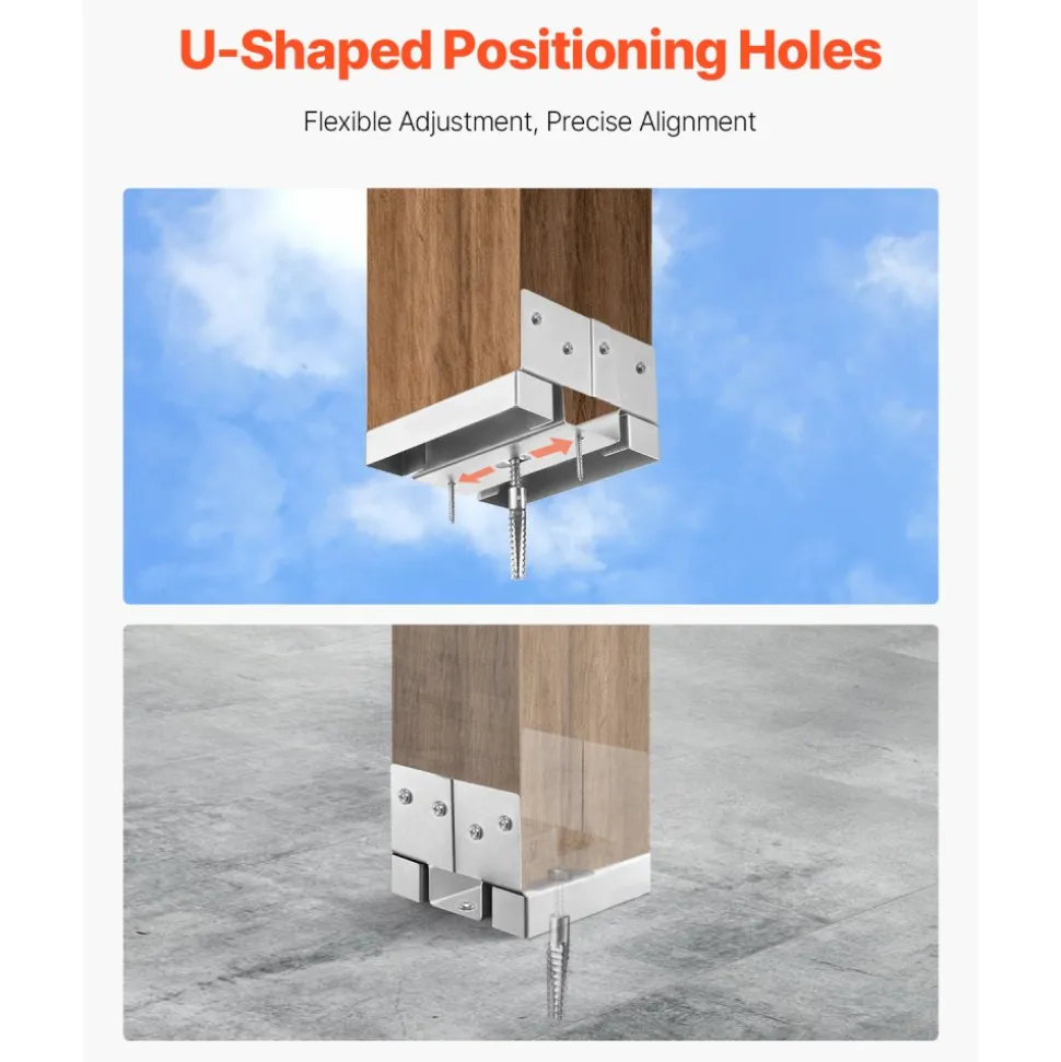 VEVOR 6x6 Post Base 10 Pcs, Inner Size 5.49x5.57inch/139.5x141.5mm Concrete Post Anchor, Heavy-Duty Zinc-Plated Carbon Steel Posts Brackets with 1 Inch Standoff Elevation, for Concrete Pergolas Patio