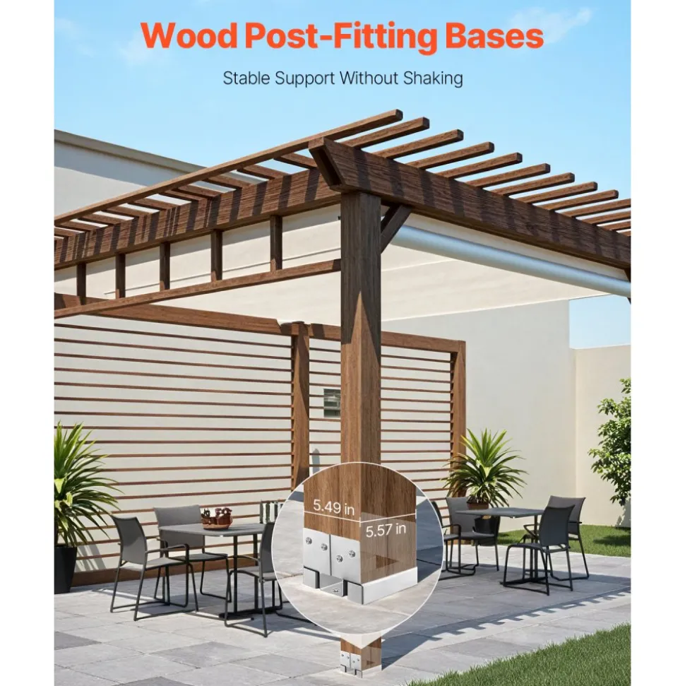 VEVOR 6x6 Post Base 10 Pcs, Inner Size 5.49x5.57inch/139.5x141.5mm Concrete Post Anchor, Heavy-Duty Zinc-Plated Carbon Steel Posts Brackets with 1 Inch Standoff Elevation, for Concrete Pergolas Patio