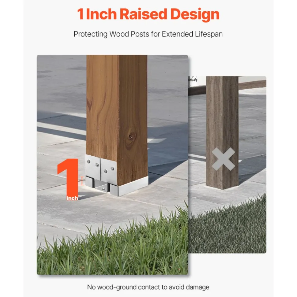 VEVOR 6x6 Post Base 10 Pcs, Inner Size 5.49x5.57inch/139.5x141.5mm Concrete Post Anchor, Heavy-Duty Zinc-Plated Carbon Steel Posts Brackets with 1 Inch Standoff Elevation, for Concrete Pergolas Patio