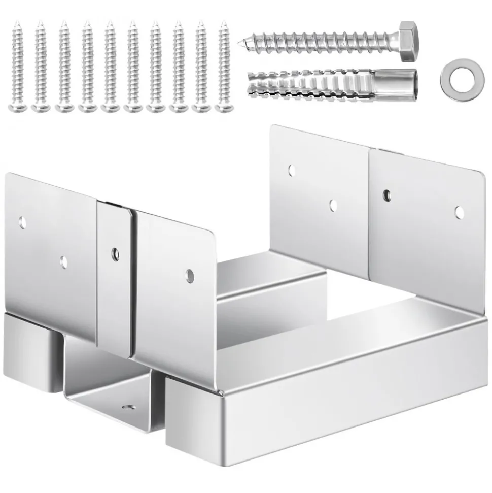 VEVOR 6x6 Post Base 10 Pcs, Inner Size 5.49x5.57inch/139.5x141.5mm Concrete Post Anchor, Heavy-Duty Zinc-Plated Carbon Steel Posts Brackets with 1 Inch Standoff Elevation, for Concrete Pergolas Patio