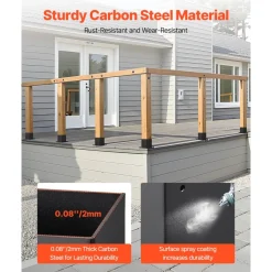 VEVOR 4x4 Post Base 4 Pcs, Inner Size 3.6x3.6 inch / 92x92 mm Post Brackets, Heavy Duty Carbon Steel Decking Posts, Wood Posts Brackets for Pavilion Deck Railing Support Deck Base Plate, Black