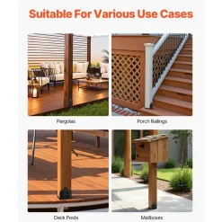 VEVOR 4x4 Post Base 8 Pcs, Inner Size 3.6x3.6 inch / 92x92 mm Post Brackets, Heavy Duty Carbon Steel Decking Posts, Wood Posts Brackets for Pavilion Deck Railing Support Deck Base Plate, Black