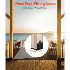 VEVOR 4x4 Post Base 8 Pcs, Inner Size 3.6x3.6 inch / 92x92 mm Post Brackets, Heavy Duty Carbon Steel Decking Posts, Wood Posts Brackets for Pavilion Deck Railing Support Deck Base Plate, Black