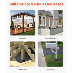 VEVOR 4x4 Post Base 10 Pcs, Inner Size 3.6x3.6 inch / 91.44x91.44 mm Post Brackets, Heavy Duty Carbon Steel Decking Posts, Wood Posts Brackets for Pavilion Deck Railing Support Deck Base Plate, Black