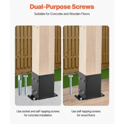 VEVOR 4x4 Post Base 10 Pcs, Inner Size 3.6x3.6 inch / 91.44x91.44 mm Post Brackets, Heavy Duty Carbon Steel Decking Posts, Wood Posts Brackets for Pavilion Deck Railing Support Deck Base Plate, Black