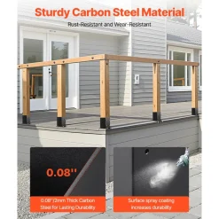 VEVOR 4x4 Post Base 10 Pcs, Inner Size 3.6x3.6 inch / 91.44x91.44 mm Post Brackets, Heavy Duty Carbon Steel Decking Posts, Wood Posts Brackets for Pavilion Deck Railing Support Deck Base Plate, Black