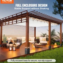 VEVOR 4x4 Post Base 10 Pcs, Inner Size 3.6"x3.6" Post Base Brackets, Heavy Duty Powder-Coated Post Anchor Matte Black Wood Post Brackets for Pavilion Deck Railing Support Deck Base Plate