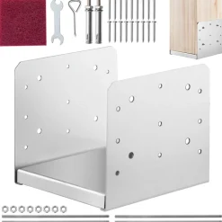 VEVOR 8"x 8" Post Base, 1Pcs Stainless Steel Adjustable Post Anchor Bracket(Internal 7.8 x 7.3"), Adjustable Post Base for Pavilion Deck Porch Handrail Railing Support Decorative Anchor Plate