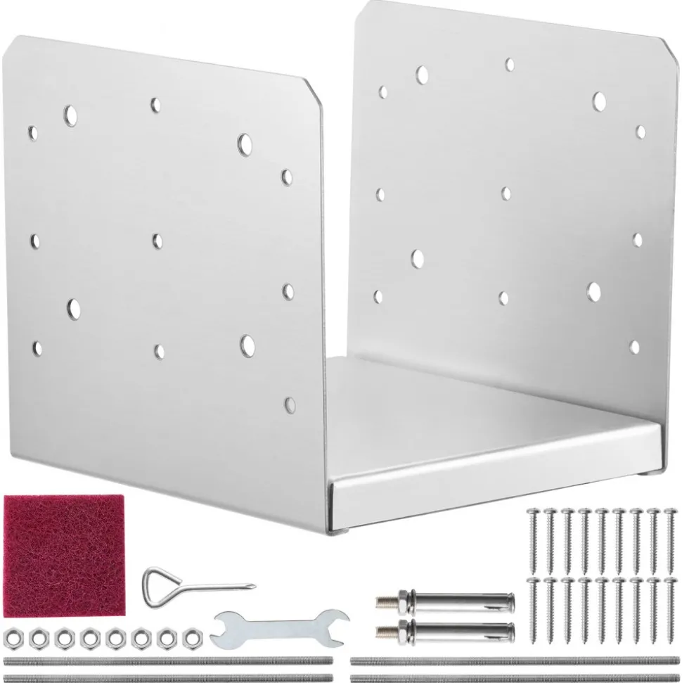 VEVOR 8"x 8" Post Base, 1Pcs Stainless Steel Adjustable Post Anchor Bracket(Internal 7.8 x 7.3"), Adjustable Post Base for Pavilion Deck Porch Handrail Railing Support Decorative Anchor Plate