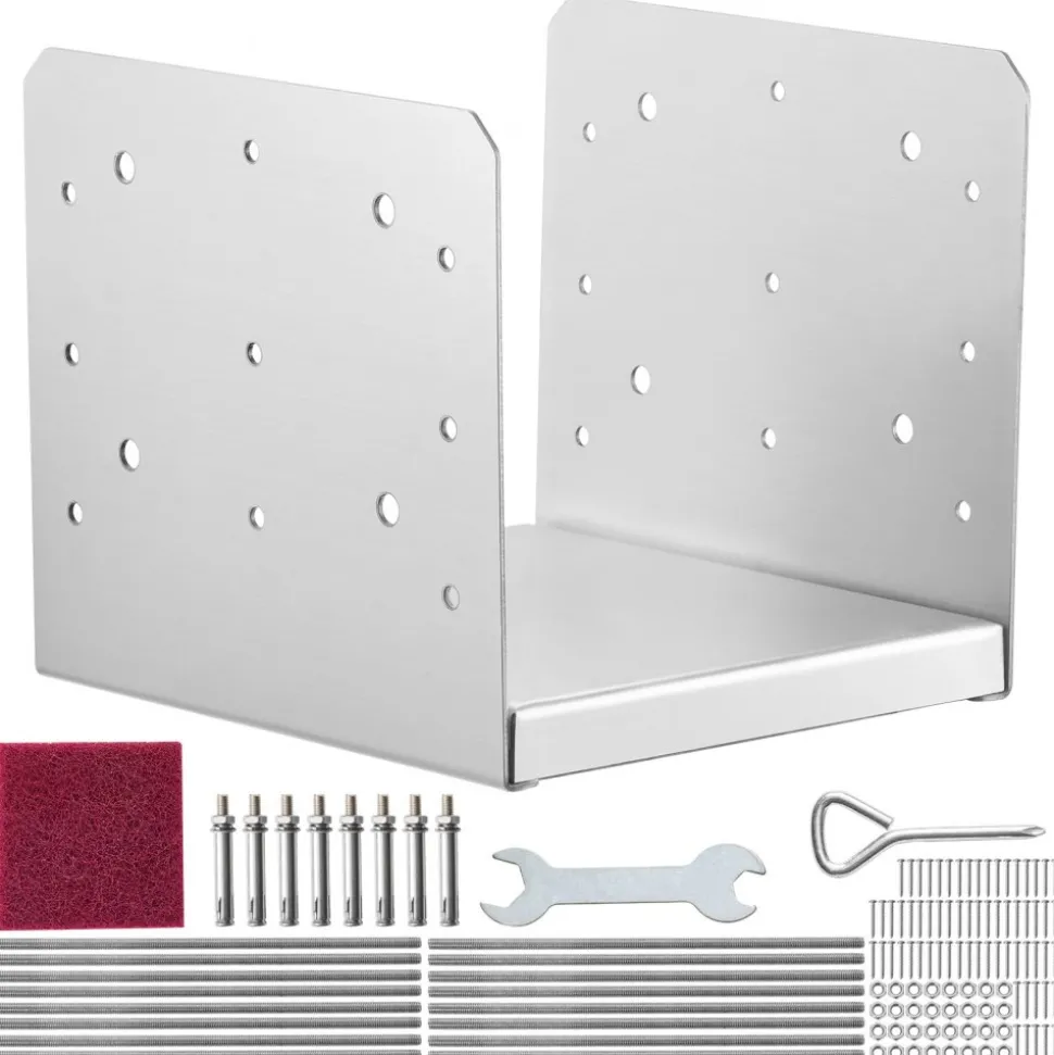 VEVOR 8"x 8" Post Base, 4Pcs Stainless Steel Adjustable Post Anchor Bracket(Internal 7.8 x 7.3"), Adjustable Post Base for Pavilion Deck Porch Handrail Railing Support Decorative Anchor Plate