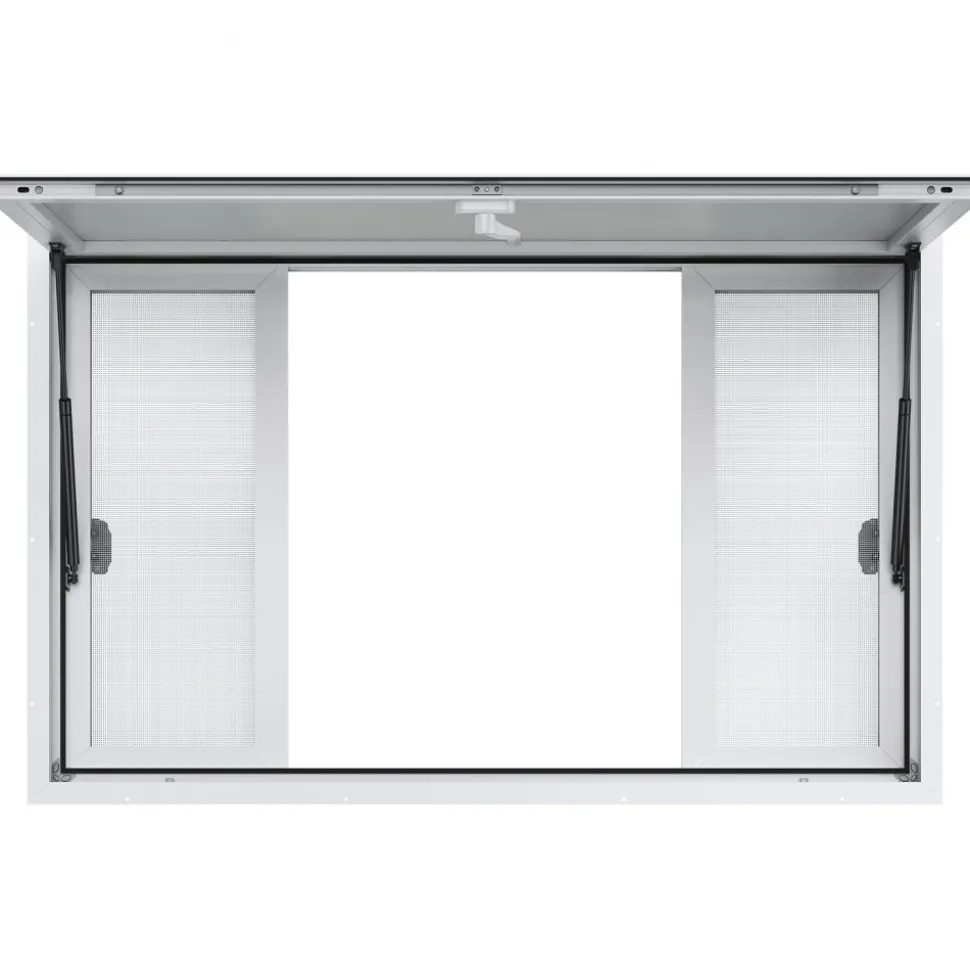 VEVOR 53"x33" Service Window, Aluminum Food Truck Serving Window with 4 Sliding Panels, Awning Door & Hook, Opens to 85 Degrees for Concession Trailers