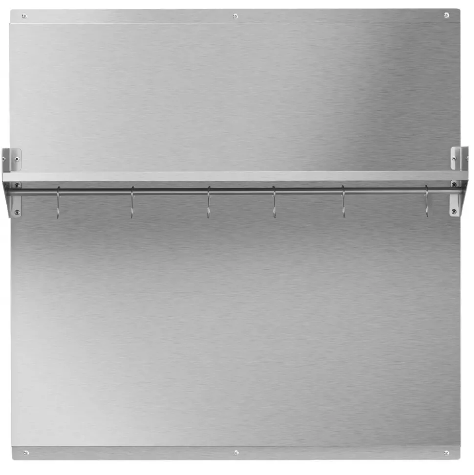 VEVOR 30" x 30" Stainless Steel Backsplash for Stove, Ultra Flat Splatter Guard with Storage Shelf & Hanging Rack, Wall Shield Range Hood Panel, Easy Clean, Pre-Drilled Holes for Easy Installation
