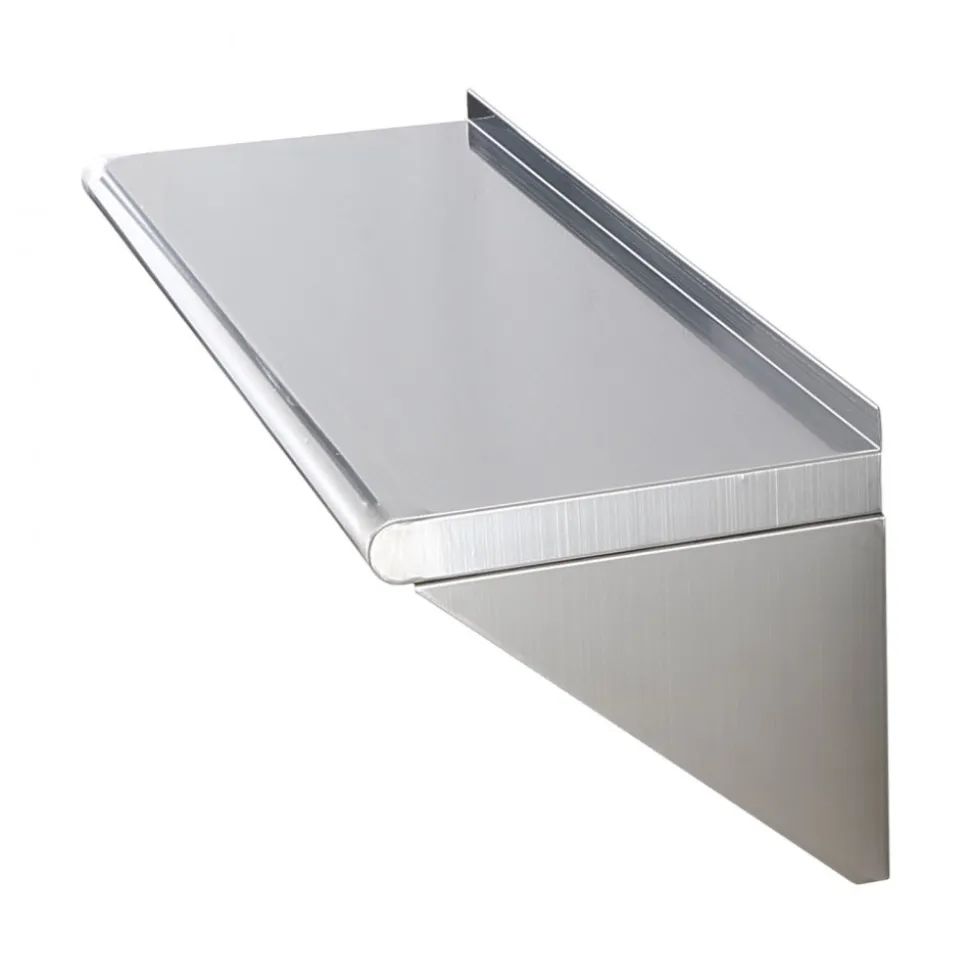 VEVOR 12" x 36" Stainless Steel Shelf, Wall Mounted Floating Shelving with Brackets, 250 lbs Load Capacity Commercial Shelves, Heavy Duty Storage Rack for Restaurant, Kitchen, Bar, Home, and Hotel
