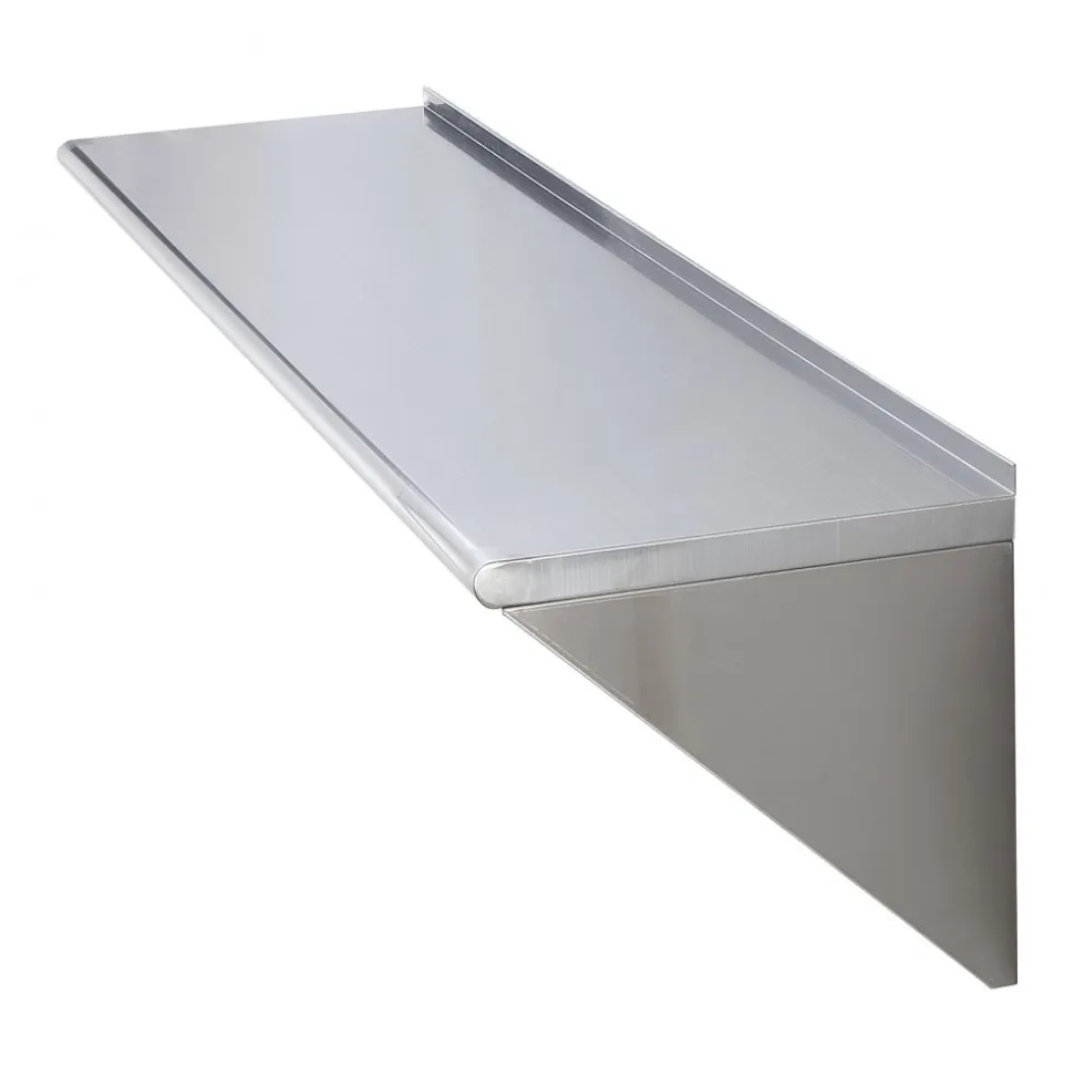 VEVOR 18" x 72" Stainless Steel Shelf, Wall Mounted Floating Shelving with Brackets, 500 lbs Load Capacity Commercial Shelves, Heavy Duty Storage Rack for Restaurant, Kitchen, Bar, Home, and Hotel