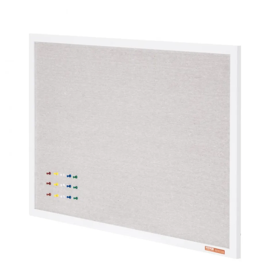VEVOR 48"x36" White Cork Board with Linen Surface – Stylish Wall-Mounted Bulletin Board for Home, School, Office – Elegant & Functional Noticeboard