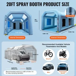 VEVOR 20x10x8ft Inflatable Paint Booth, Inflatable Spray Booth, High Powerful 480W+750W Blowers Spray Booth Tent, Car Paint Tent Air Filter System for Car Parking Tent Workstation Motorcycle Garage