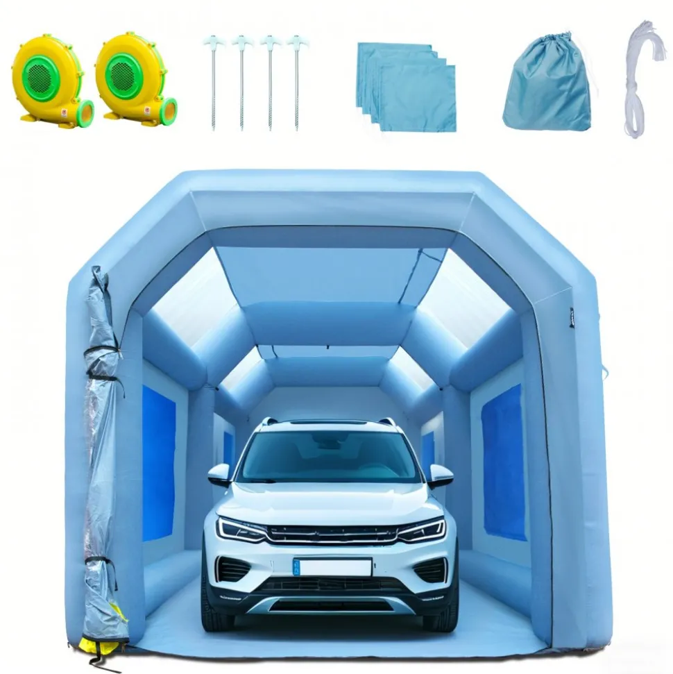 VEVOR 20x10x8ft Inflatable Paint Booth, Inflatable Spray Booth, High Powerful 480W+750W Blowers Spray Booth Tent, Car Paint Tent Air Filter System for Car Parking Tent Workstation Motorcycle Garage