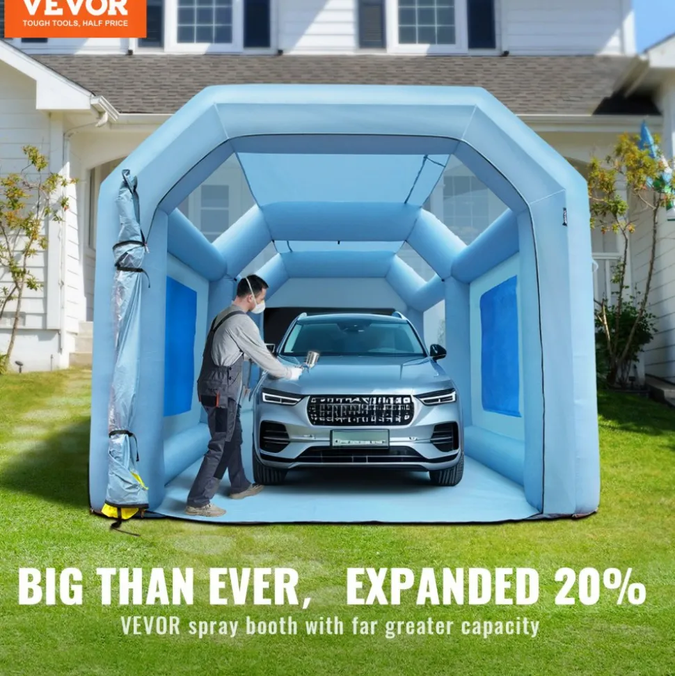 VEVOR 20x10x8ft Inflatable Paint Booth, Inflatable Spray Booth, High Powerful 480W+750W Blowers Spray Booth Tent, Car Paint Tent Air Filter System for Car Parking Tent Workstation Motorcycle Garage