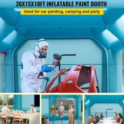 VEVOR 26x15x10ft Portable Inflatable Paint Booth,Inflatable Spray Booth, Car Paint Tent with Air Filter System & 2 Blowers, Upgraded Blow Up Spray Booth Tent, Auto Paint Workstation, Car Parking Gara