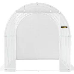 VEVOR 15 x 6.5 x 7 ft Walk-in Tunnel Greenhouse, Portable Plant Hot House with Galvanized Steel Hoops, 1 Top Beam, Diagonal Poles, Zippered Door & 8 Roll-up Windows, White