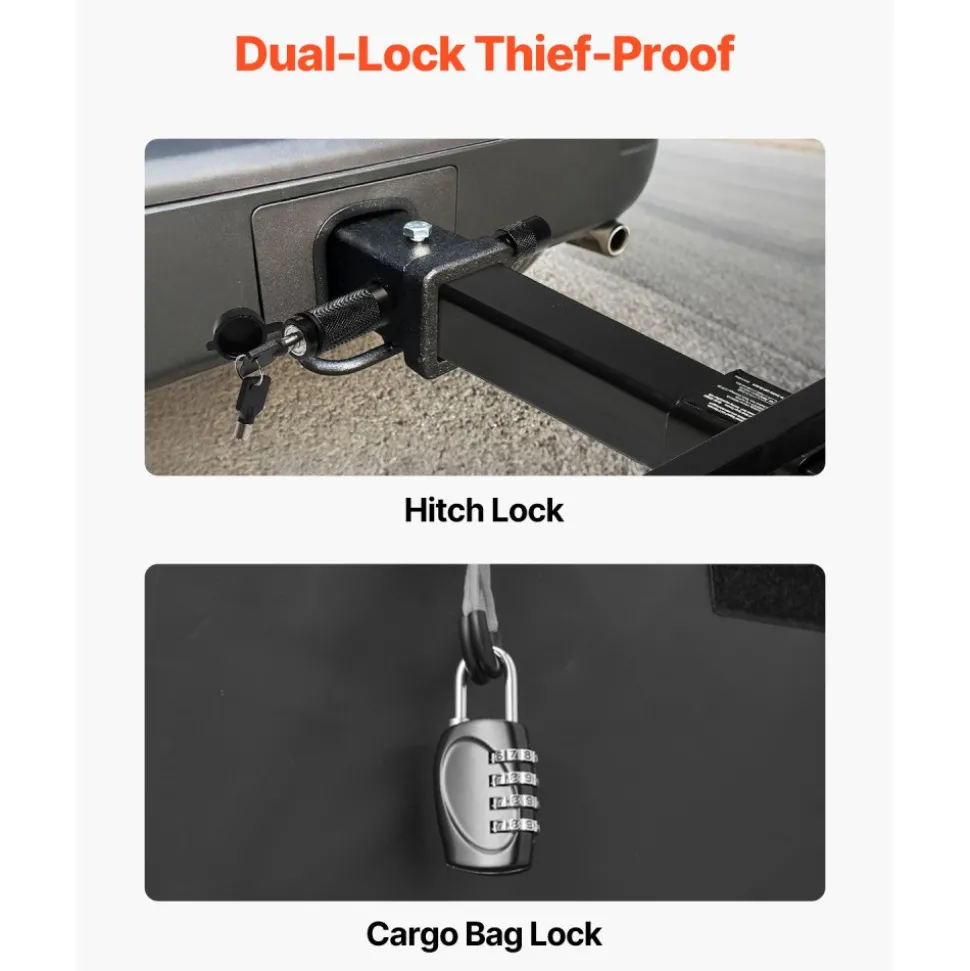 VEVOR 70" x 30" x 6", Hitch Cargo Carrier, 500 lbs Capacity Hitch Cargo Carrier with Ratchet Straps & Cargo Bag, Folding Hitch Mount Cargo Carrier with Hitch Lock for 2" Receiver, Fit for SUVs