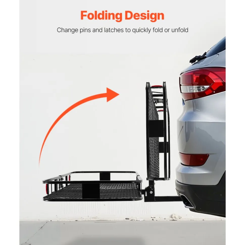 VEVOR 70" x 30" x 6", Hitch Cargo Carrier, 500 lbs Capacity Hitch Cargo Carrier with Ratchet Straps & Cargo Bag, Folding Hitch Mount Cargo Carrier with Hitch Lock for 2" Receiver, Fit for SUVs